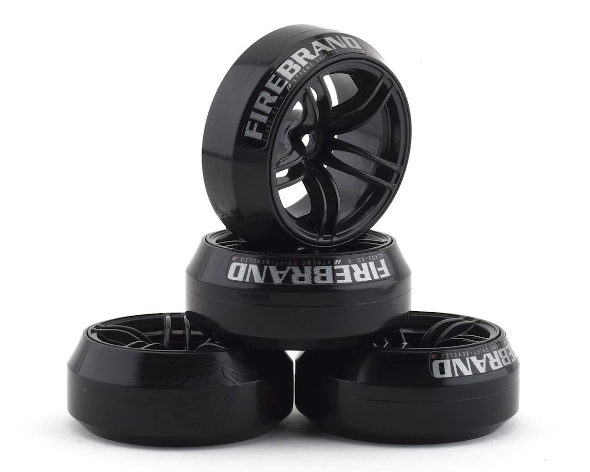 Firebrand RC Icestar XD9 0 Pre Mounted Slick Drift Tires 4 Black