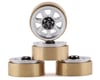 Samix SCX24 Aluminum & Brass 1.0" Beadlock Wheel Set w/Scale Hubs (Silver) (4)