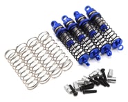 more-results: This is a set of four Hot Racing CNC machined aluminum threaded shocks in blue for the