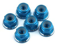 1UP Racing 3mm Aluminum Flanged Locknuts w/Chamfered Finish (Blue) (6)