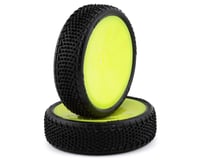 JConcepts Fuzz Bite LP 2.2 Mounted 2WD Front Buggy Tire (Yellow) (2)