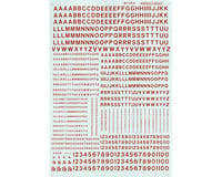 Microscale Industries HO Letters & Numbers, Gothic/Red