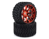 Sweep Terrain Crusher Belted Pre-Mounted Monster Truck Tires (Red) (2)
