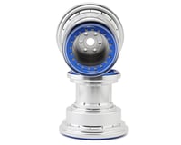 Treal Hobby Losi LMT Aluminum Monster Truck Bead-Lock Wheels (Silver/Blue) (2)