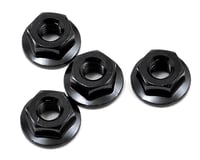 Yokomo 4mm Aluminum Serrated Flanged Nut (Black) (4)