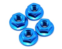 Yokomo 4mm Aluminum Serrated Flanged Nut (Blue) (4)
