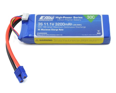 E-Flite LiPo Battery 11.1V 3200mAh 3S 30C 12AWG EC3 EFLB32003S30