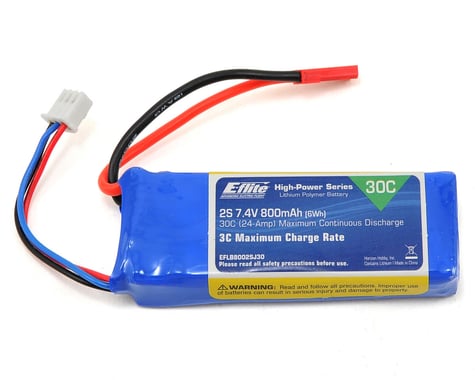 E-Flite LiPo Battery 7.4V 800mAh 2S 30C 18AWG JST EFLB8002SJ30