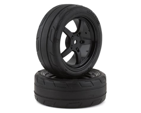 Kyosho Fazer Pre-Mounted TC Tire w/5-Spoke Racing Wheel (Black) (2)