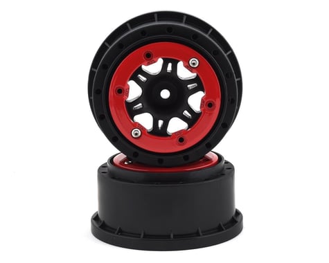 Pro-Line Sixer 2.2"/3.0" Red/Black Bead-Loc Rear Wheels (2) PRO271504