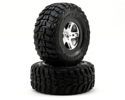 Traxxas Pre-Mounted Kumho Venture MT Tire & SCT Wheels (Satin Chrome with Black Ring) (2) (Rear) TRA5880