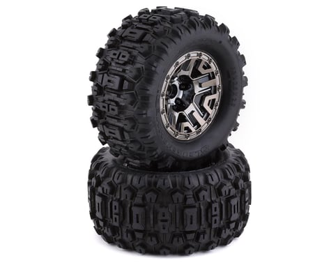 Traxxas Glued Assembled Sledgehammer Tires and Black Chrome 2.8" Wheels TRA9072