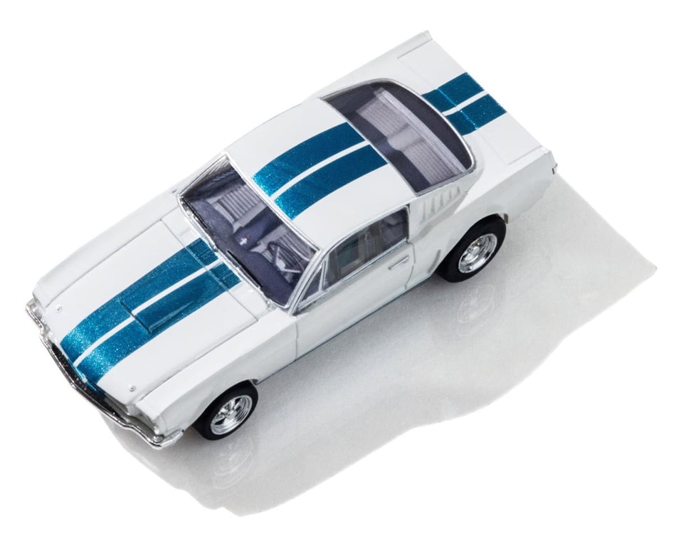 AFX 1965 Shelby Mustang GT350 HO Scale Slot Car (White) (LWB) (Mega G+)