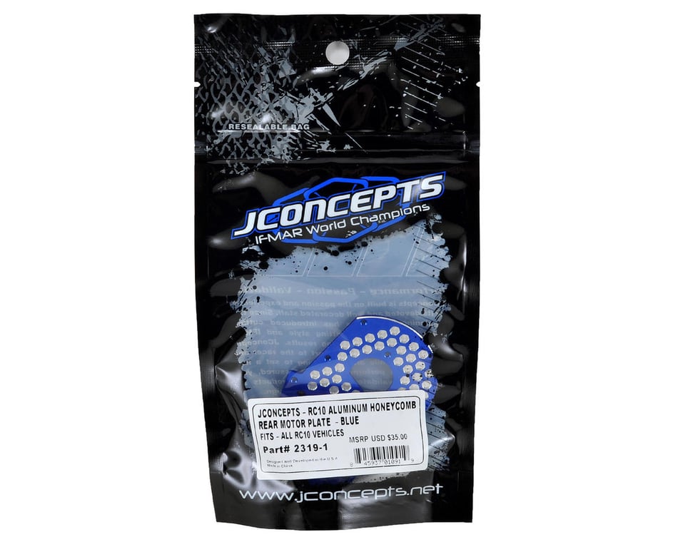 JConcepts 23191 Blue Honeycomb Aluminum Rear Motor Plate Associated RC10